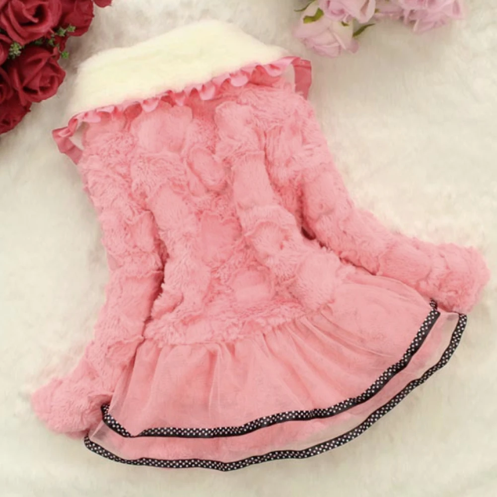 Baby Girls Princess Coat,Children's Cotton Coat,Long Sleeve Warm Jacket,Winter Parka,Bow Outwear,Toddlers Flower Plush Overcoat