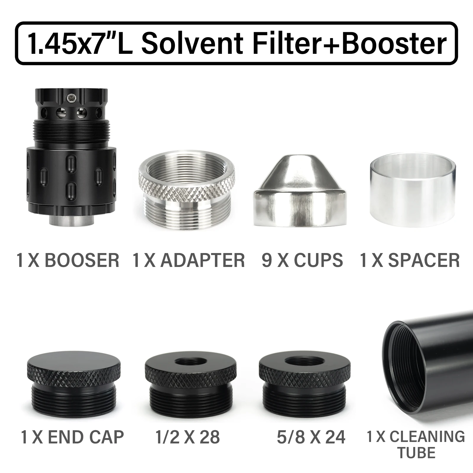 1 45 OD 7 L Solvent Cleaning Filter 1 2 28 5 8 24 End Caps