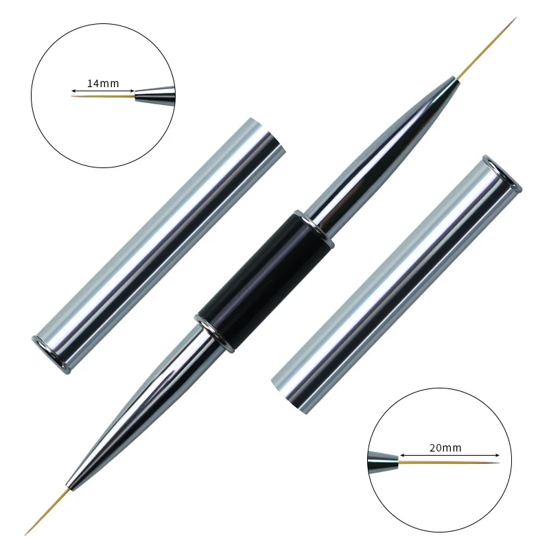 Dual End Nail Art Streifen Linien Liner DIY Malerei Pinsel Flüssiges Pulver Acryl UV GEL Extension Builder Französisch Zeichnung Stift – Detail 20