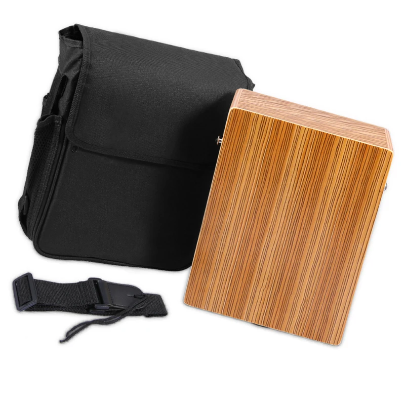 Portable Traveling Wood Cajon Box Drum Flat Hand Drum Wooded Percussion Instrument with Strap Carry Bag Cajon
