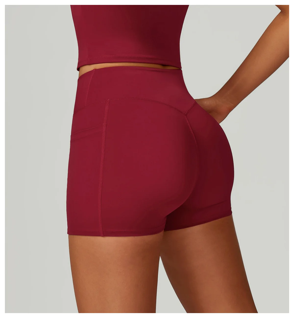 Legging Court Sport Femme Taille Haute avec Poches