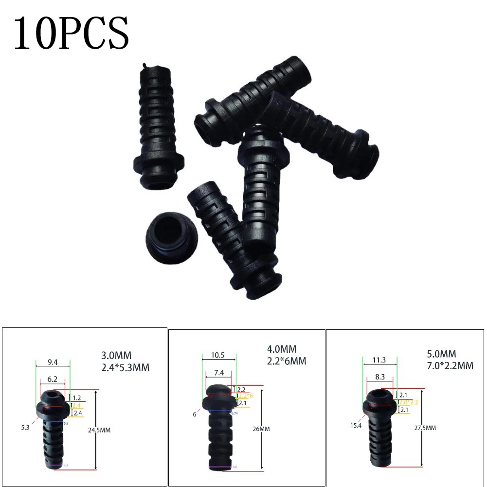 Description Picture 2 of item10pcs 3/4/5mm Cable Gland Connector Rubber Strain Relief Cord Boot Wire Sleeve Polyamide PA6 V-2 Wire Cable Sleeves