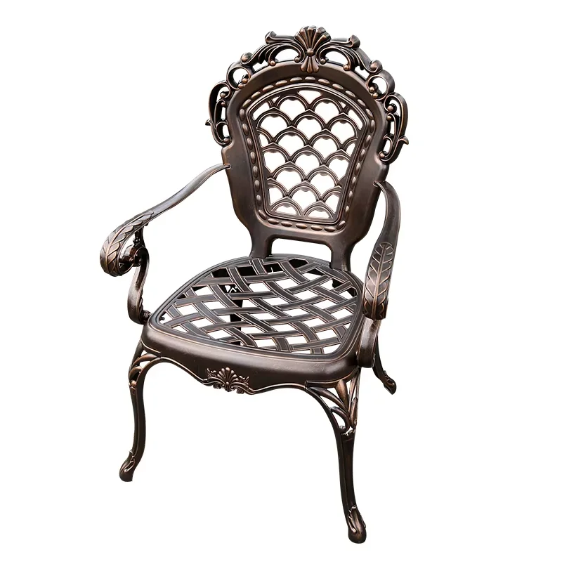 New Evane Cast Aluminum Chair Rust-Resistant Metal Chairs Courtyard Garden Hotel Urniture Terrace Waterproof Patio Metal Chair