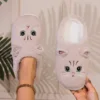 Kawaii Cartoon Cat Fuzzy Slippers - Ultra Soft Fabric Inner, Plush Flat Sole, Cozy Warmth, TPR Durable Outsole, Fabric Upper - P 5