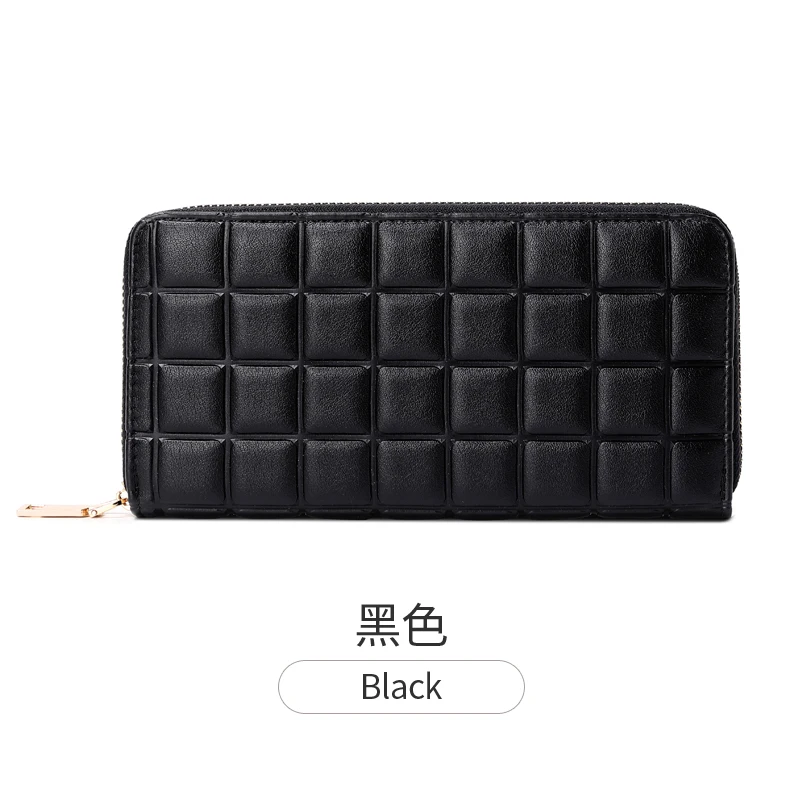 Elegant Quilted Women's Multi-Functional Wallet - Solid Color Long Design