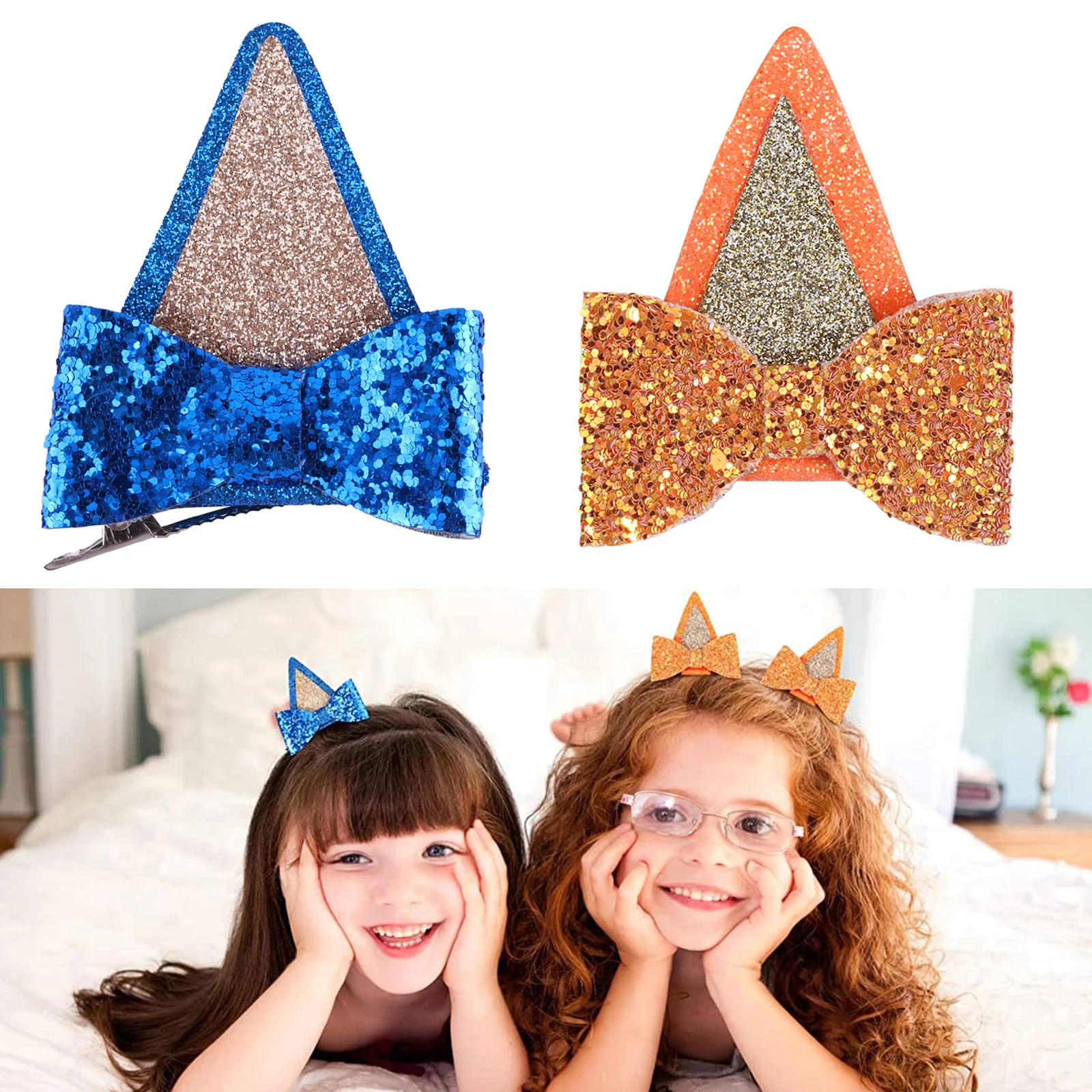 1 Paar Hund Geburtstags feier liefert blaue Party Dekoration Ohr Haars chleife Clips für Kind Halloween Kostüm Zubehör Tier Cosplay