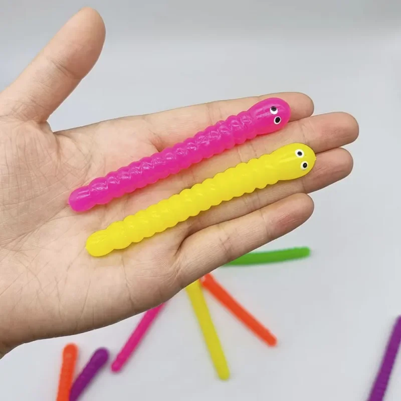 12개 색색의 부드러운 애벌레 어린이 생일 파티 선물 재미있는 스트레칭 애벌레 소품 할로윈 선물