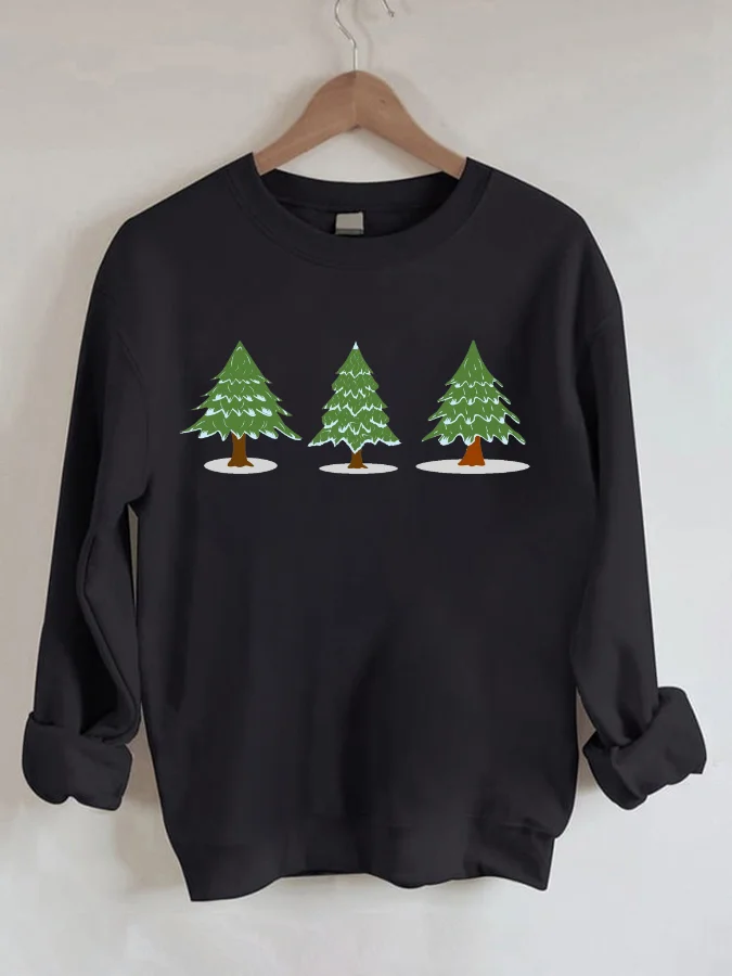 Christmas Tree Casual Sweatshirts T-Shirt Women Long Sleeve Hooded Shirt Fashion Graphic Pullovers