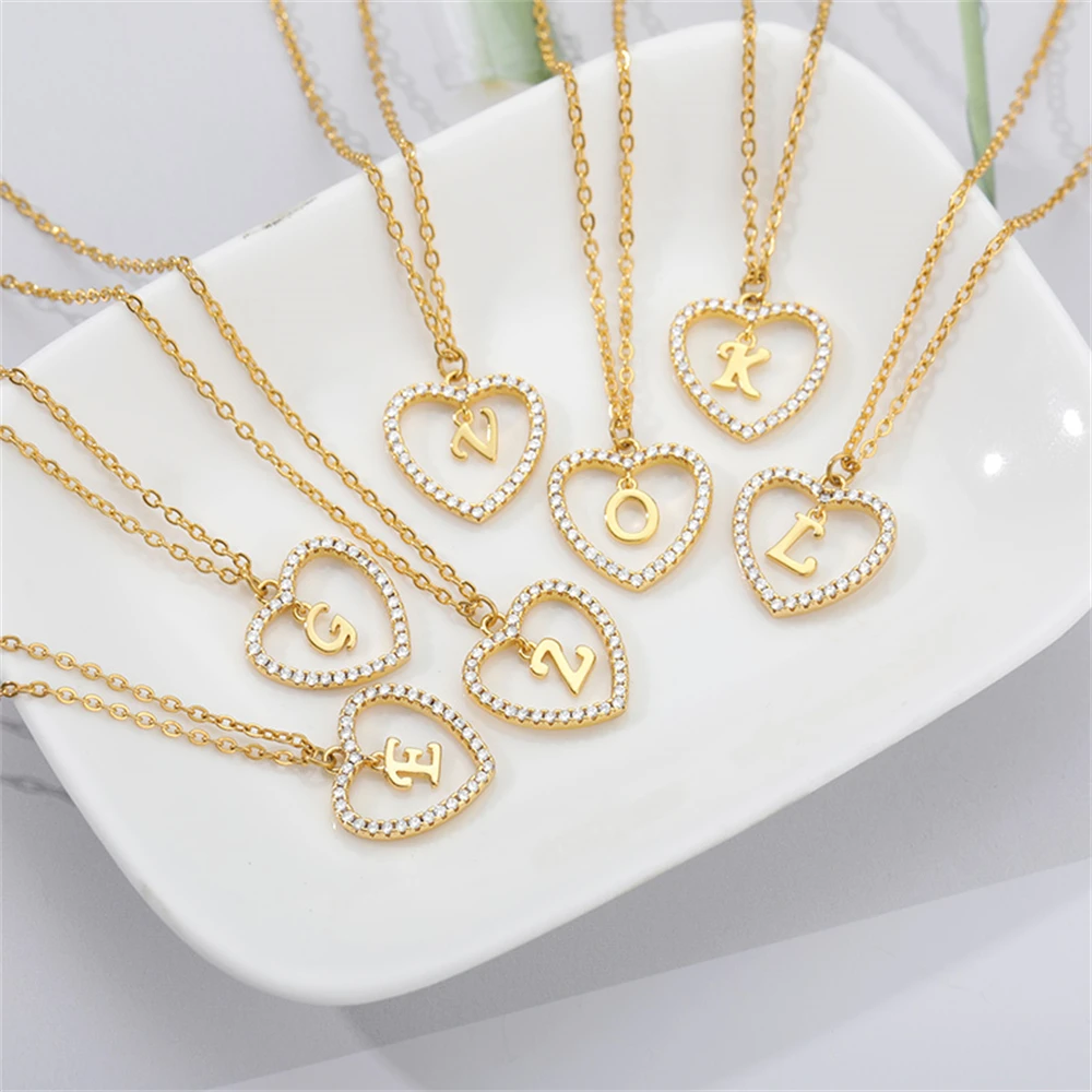 Amazon.com: JECOMY Dainty Initial Necklaces for Women 14K Gold Plated Heart  Letter Necklace Personalized Initial Heart Pendant Necklace A Necklace Tiny  Letter Name Necklaces Christmas Gift for Girls : Clothing, Shoes &