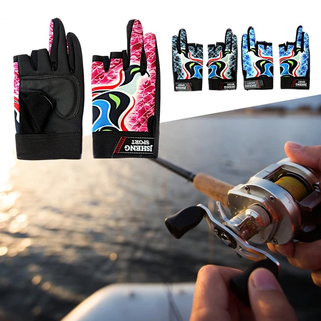 Lure Gloves Fastener Tape Open Three-finger Cycling Hiking Fishing Gloves