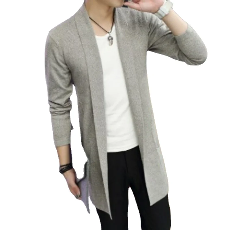 2024 New Spring Mens Sweater Solid Korean Fashion Long Sleeve Men Cardigan Fall Sweater Slim Fit Casual Male Clothing