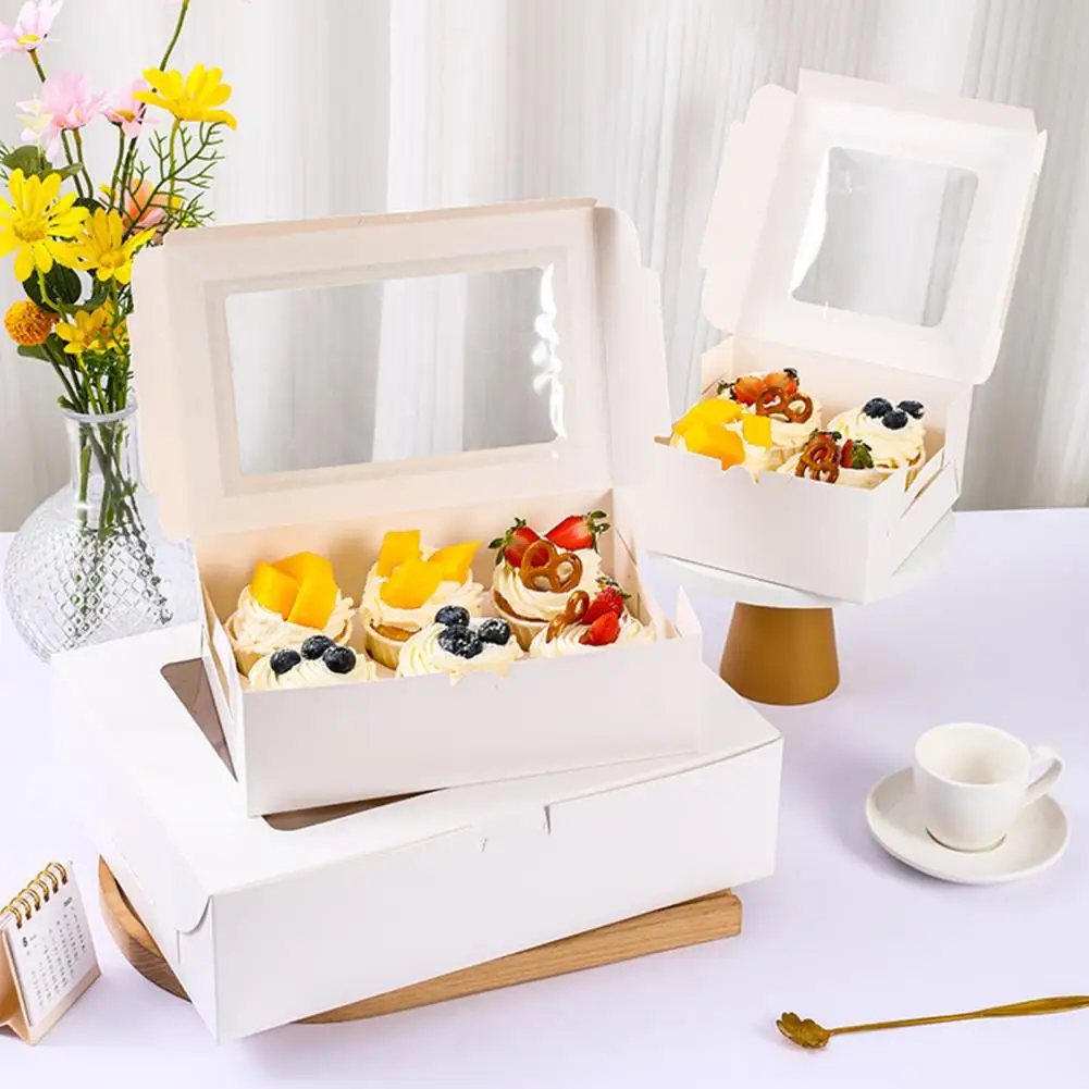 6 Pcs Cupcake Boxes Cupcake Containers With Window Cookie Boxes Treat Holiday Wedding Birthday Party Supplies