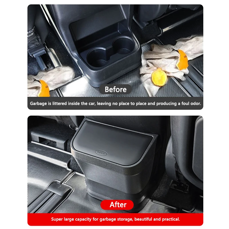 QHCP Car Trash Cans Bin High-Capacity Waterproof Various Styles Dedicated Storage Bag Place Garbage For Sienna/Granvia 21-23