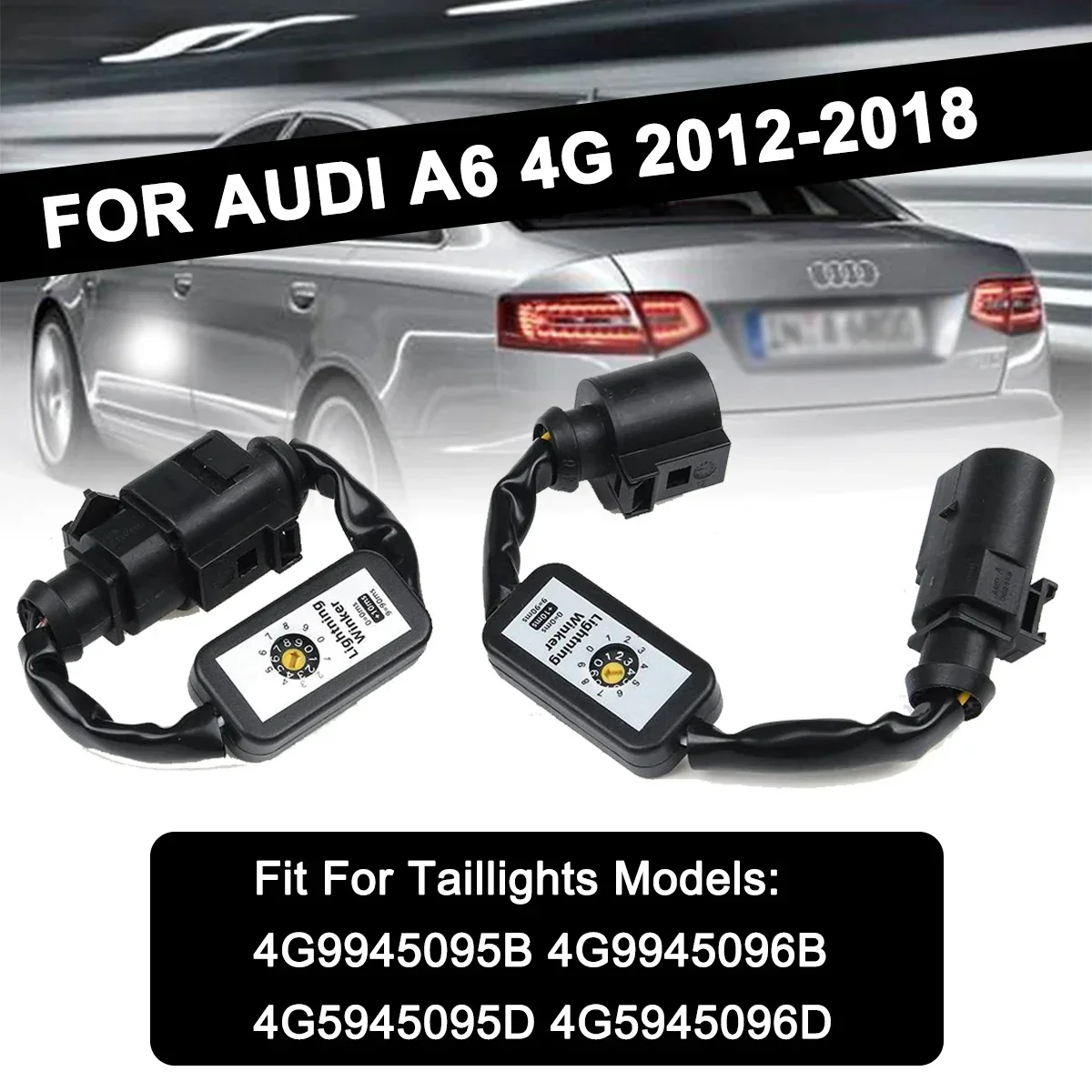 

For Audi A6 4G 2012~2018 Tail Light Black 2Pcs Dynamic Turn Signal Indicator LED Taillight Add-on Module Cable Wire Harness