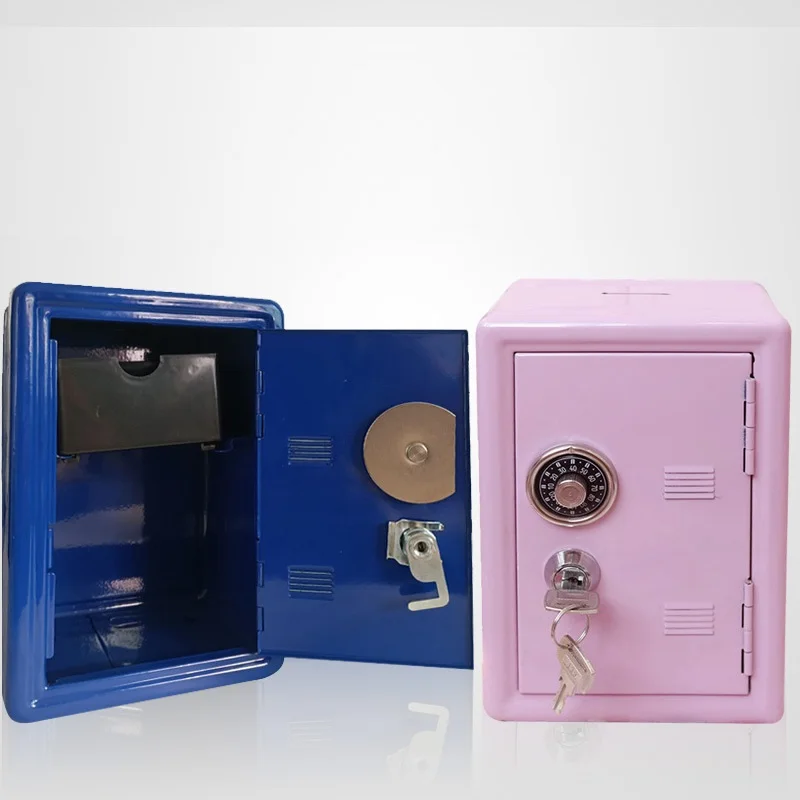 Caja fuerte para casillero de monedas para niños, caja de almacenamiento  pequeña con combinación de un dígito y llave, mini alcancía con caja de