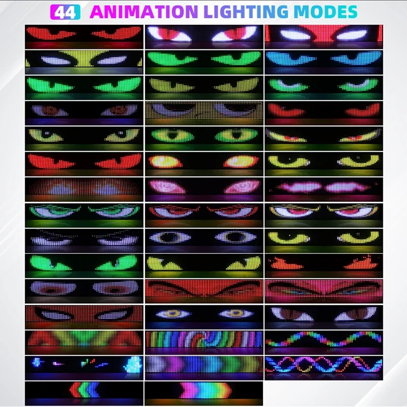 2M Large Sceen LED App Remote Control Devil's Eye Truck Car Interior Decoration Ambient Light Custom Text Pattern Lighting