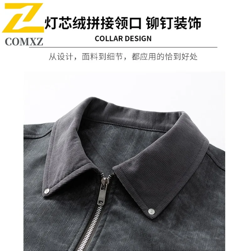 Men Autumn Workwear Jacket Heavyweight PU Leather Biker Coat Notch Collar Water-Resistant Windproof Vintage Motorcycle Outerwear