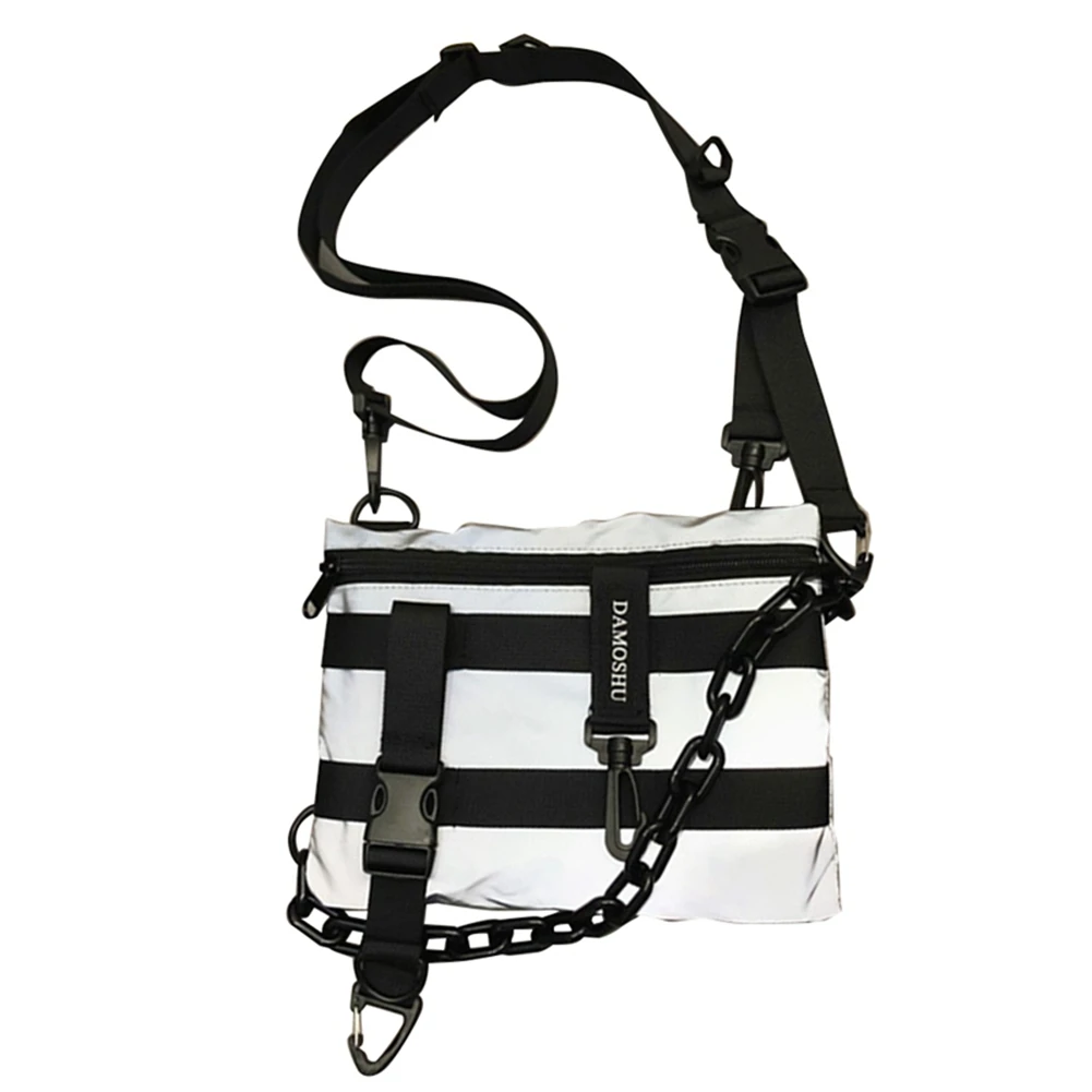 

Функциональная Светоотражающая сумка-мессенджер, маленькая сумка, Студенческая Повседневная сумка через плечо с подвеской, серая (с надписью