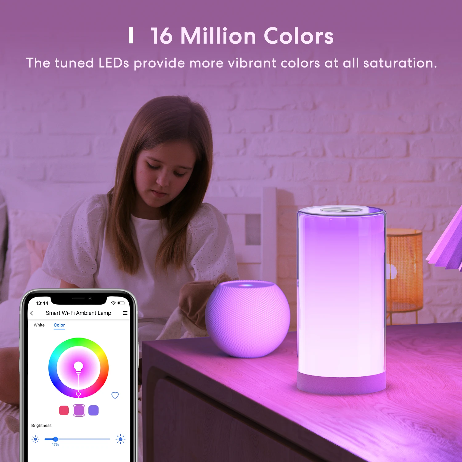 Meross HomeKit Smart Wi-Fi Table Lamp Ambient Light Dimmable RGB Colorful Bedside Lamp Work With Alexa Google Home SmartThings