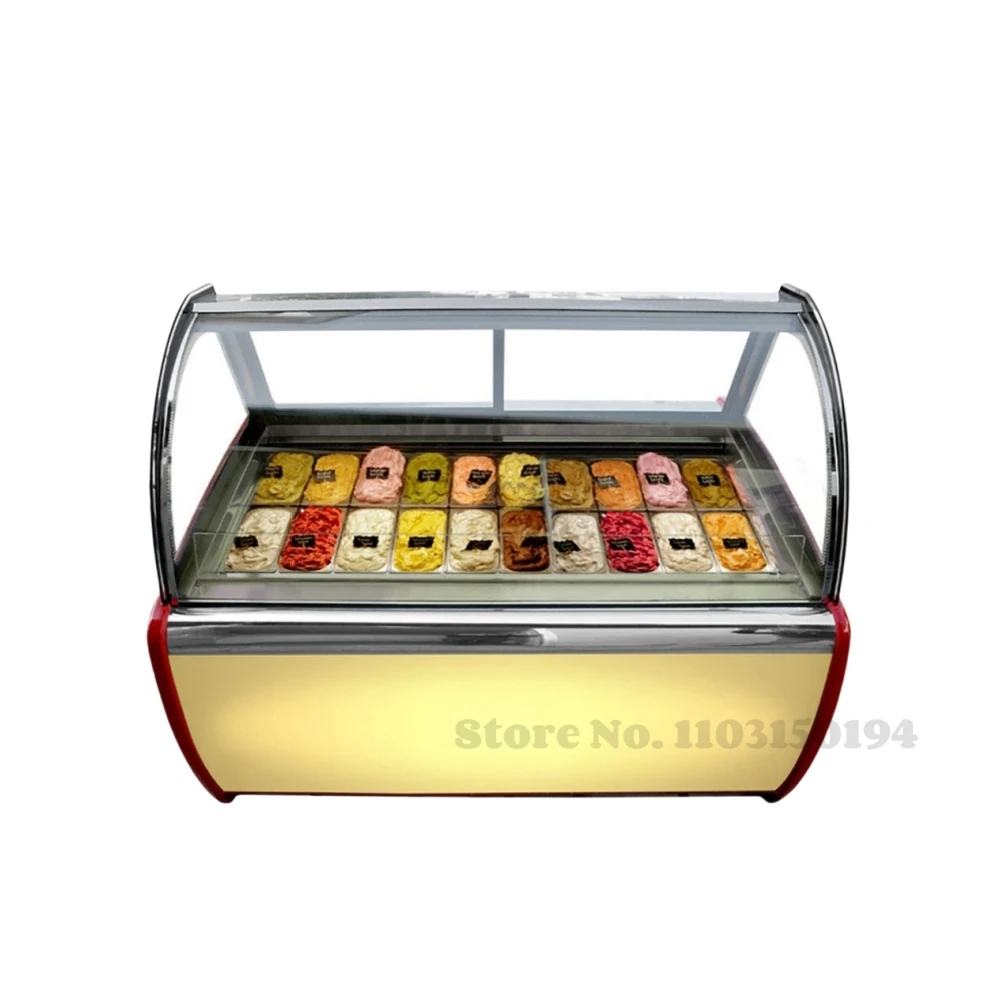 Commercial 10 12 16 18 Trays Dessert Shop Popsicle Cabinet Gelato Turkish Ice Cream Fridge Display Freezers Case Showcase 5