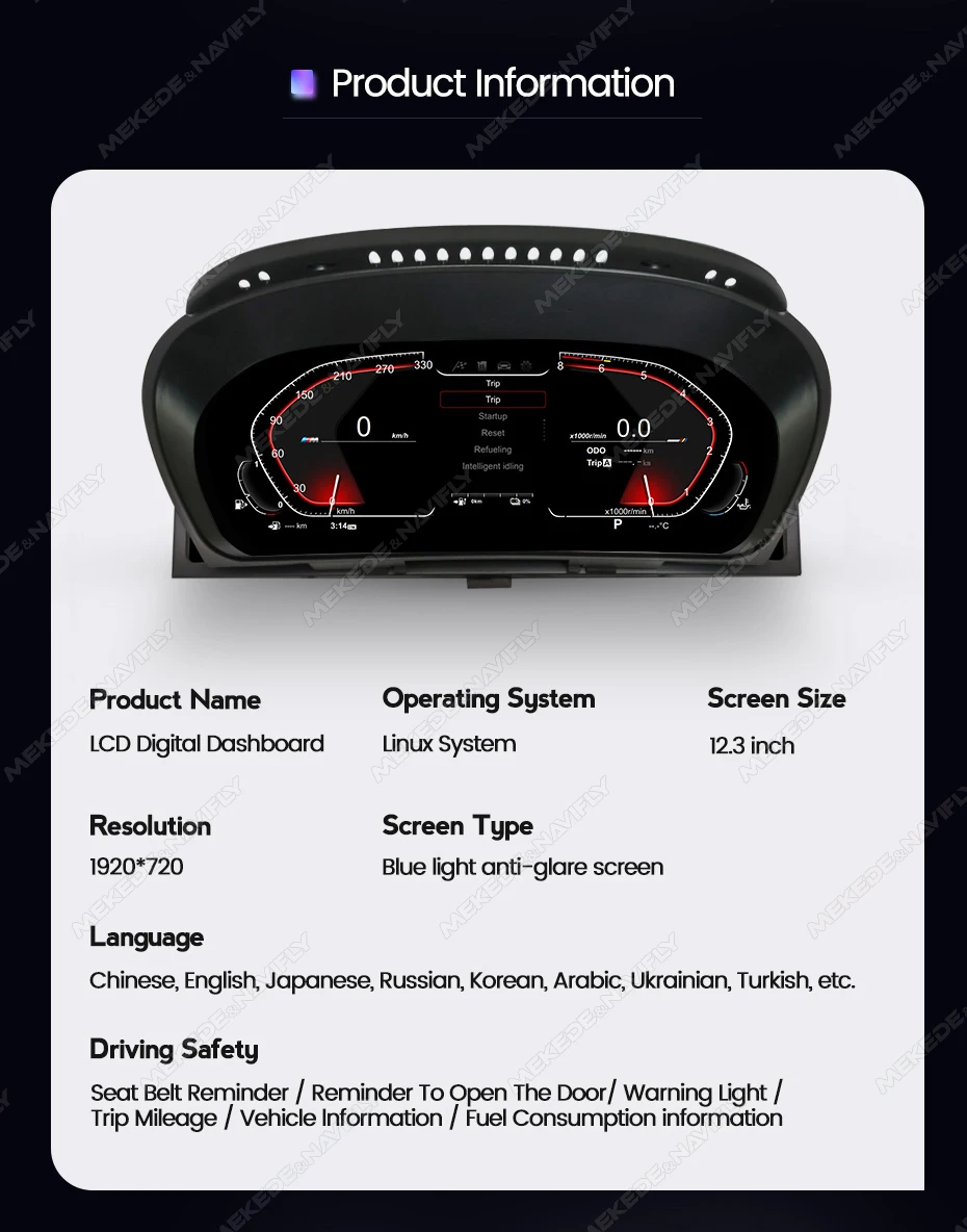 MEKEDE "12,3*720 * Auto LCD Dashboard Für BMW X5 E70 X6 E71 2006-2013 CCC System Cluster Panel virtuelle Tacho – Detail 2