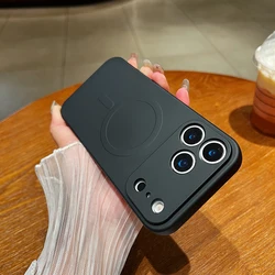 Magnetic Liquid Silicone Velvet - Lined Protective Case with All - Round Camera Protection - iPhone 17 Pro (Black)