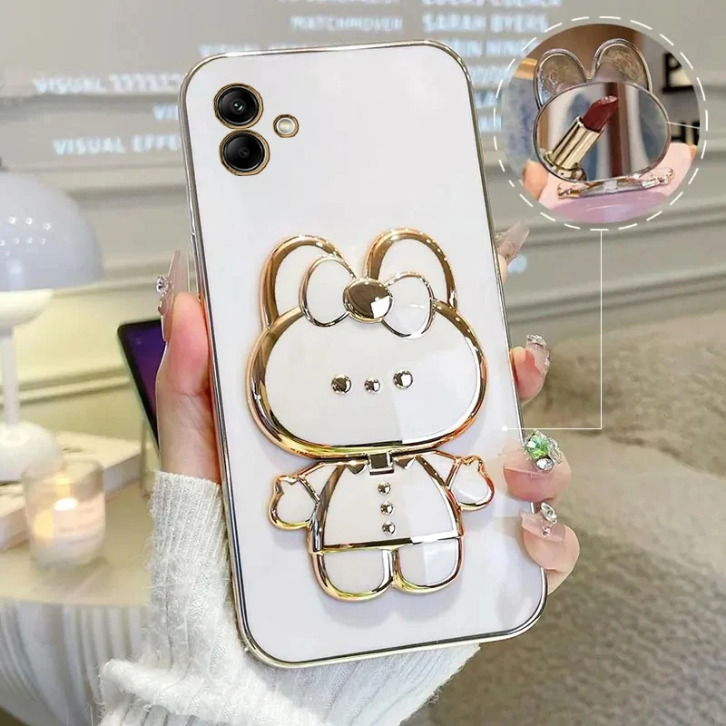 Cute Rabbit Makeup Mirror Phone Holder Case - Luxury Cover