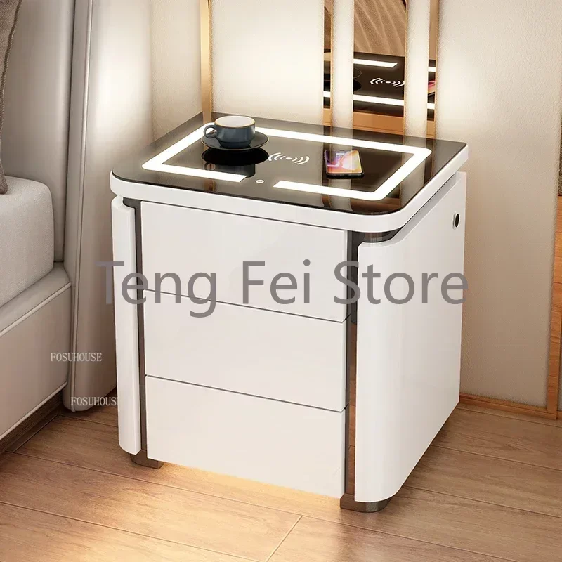 

European Smart Modern Nightstands Wood Smart Bedside Table Nightstands Multifunctional Chevet De Lit Meuble Home Furniture WK