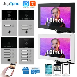 Jeatone 10" wireless Wifi Tuya Smart 4wire Video Intercom Touch Screen Fingerprint Doorman 1F/2F/3F/4F Doorbell Motion Detection