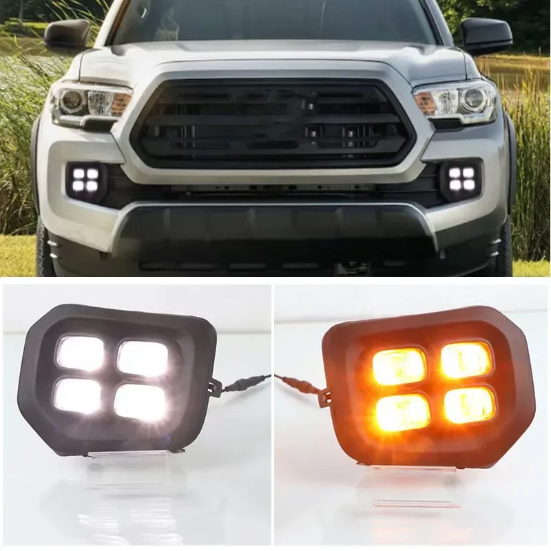 

2PCS Car DRL LED Daytime Running Lights Daylight Turn Signal Car Styling Fog Light For Toyota Tacoma 2016 2017 2018 2019 2020