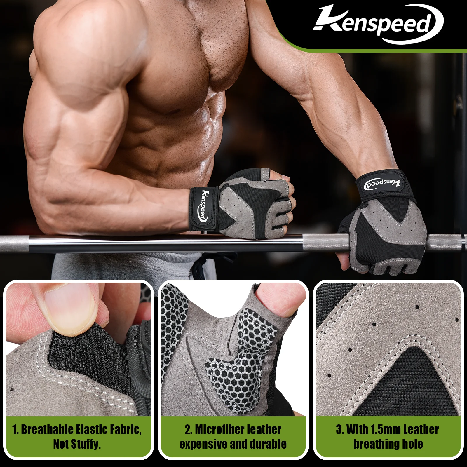 Fitness Gloves Wristband Support for Gym Workout - Weightlifting, Training, Durable & Breathable, Men & Women Gym Gloves 2
