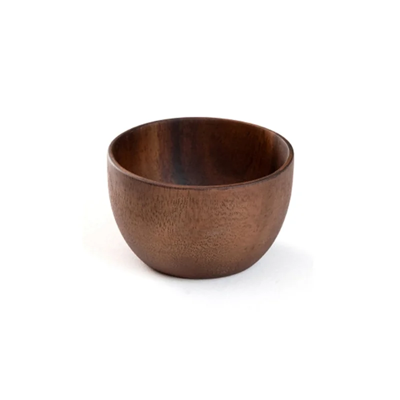 Wooden Salad Bowl Round Dessert Displays Serving Trays Fruit Food Salads Snack Soup Bowl For Home Coffee Shop