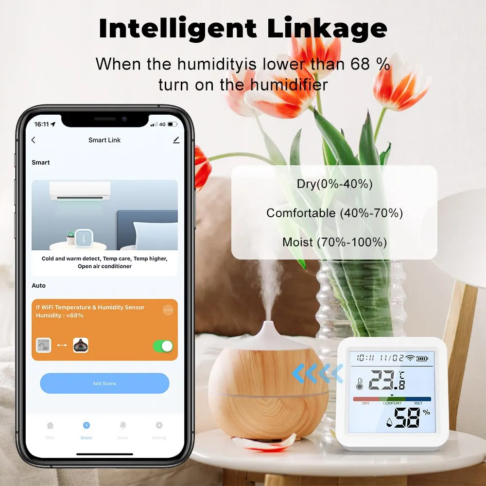 Tuya neue wifi temperatur feuchtigkeit sensor smart life hintergrund beleuchtung hygrometer thermometer sensor unterstützung alexa google home assistent