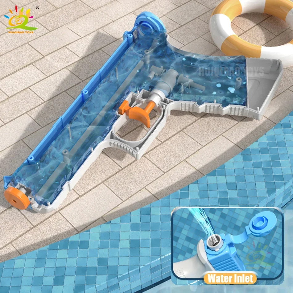 HUIQIBAO Manual Water Gun Portable Children Summer Beach Outdoor Boys Shooting Bursts Gun Fight Toys for Kids Game Adults