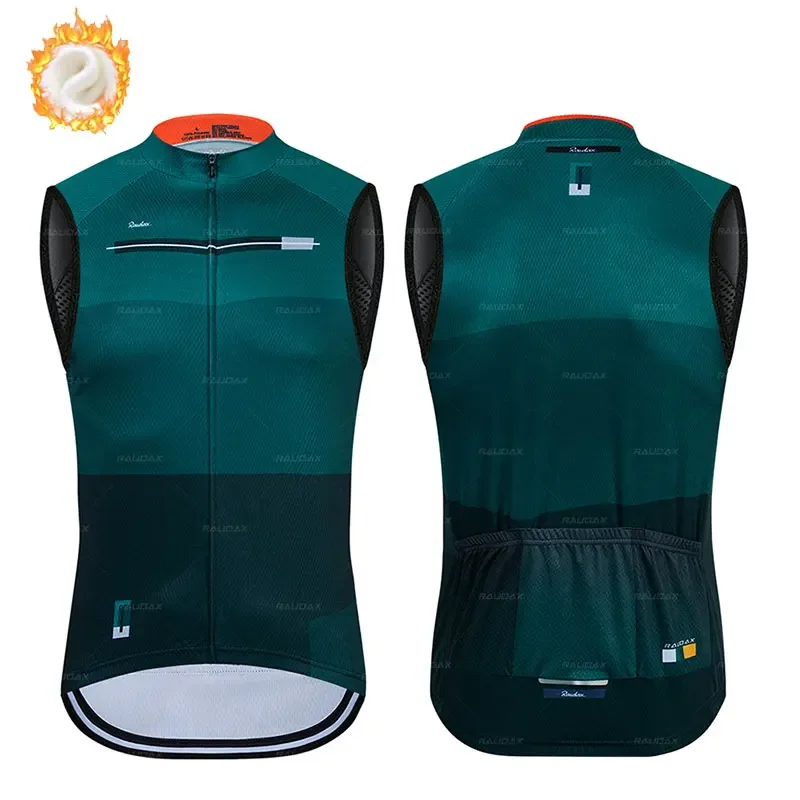 Winter Thermal Fleece Cycling Vest Raudax Team Winter Sleeveless Cycling Vest MTB Road Bike Tops Warm Jacket