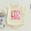 Auntie's Little Bestie Bubble Romper Newborn Baby Girl Boy Clothes Summer Short Sleeve Crewneck Cute Bodysuit Top Outfit 6