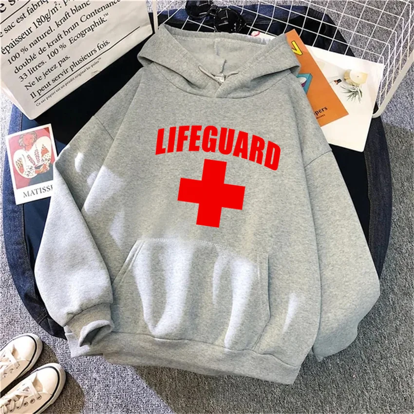 Autumn Women Hoodies Funny Lifeguard print Hip Hop Fleece Woman Casual Pullover Unisex Streetwear Male Y2K Clothes Female Hoody 3