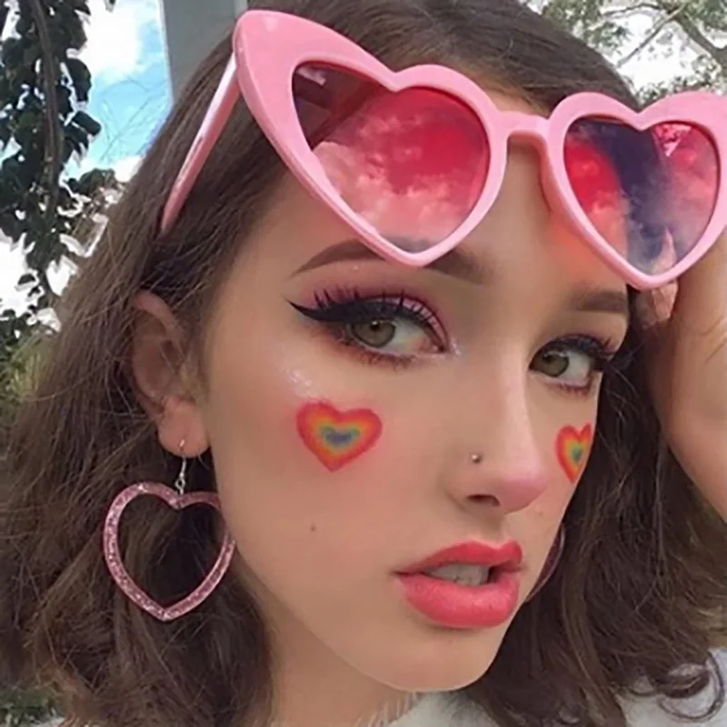 SEKINEW New Type High Quality Love Ladies Sunglasses Cute Heart Trend Heart-Shaped Glasses Driver Goggles Love Ladies Sunglasses