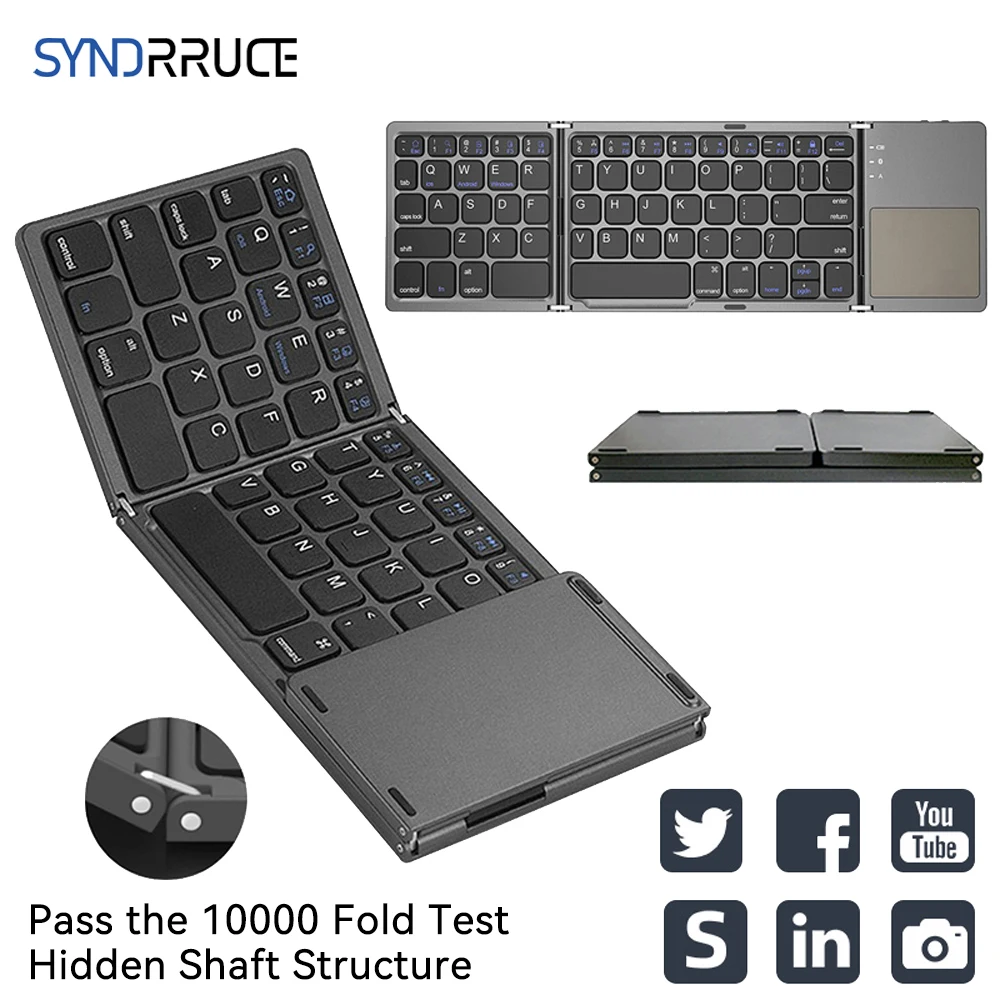 

Folding keyboard Touchpad Bluetooth-compatible 3.0 Portable Wireless Keypad for Windows,Android,ios Tablet ipad Phone