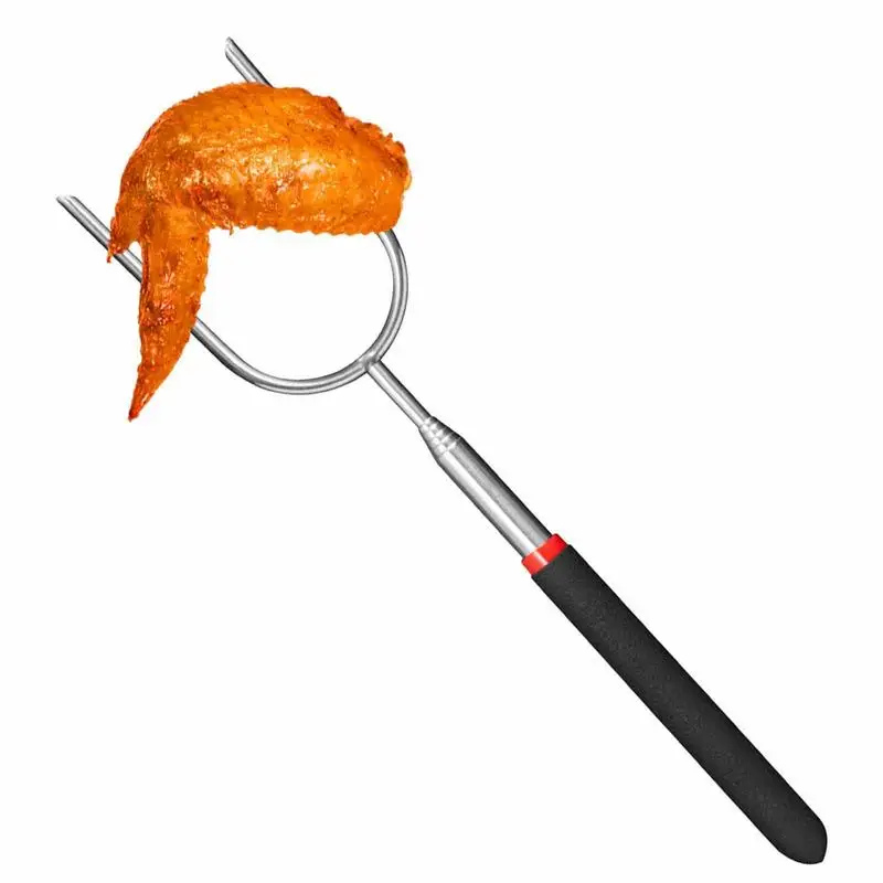 

New Stainless Steel Telescoping BBQ Fork Unique Non Stick Fork With Long Prongs Multifunctional Outdoor BBQ Grill Roasting Fork
