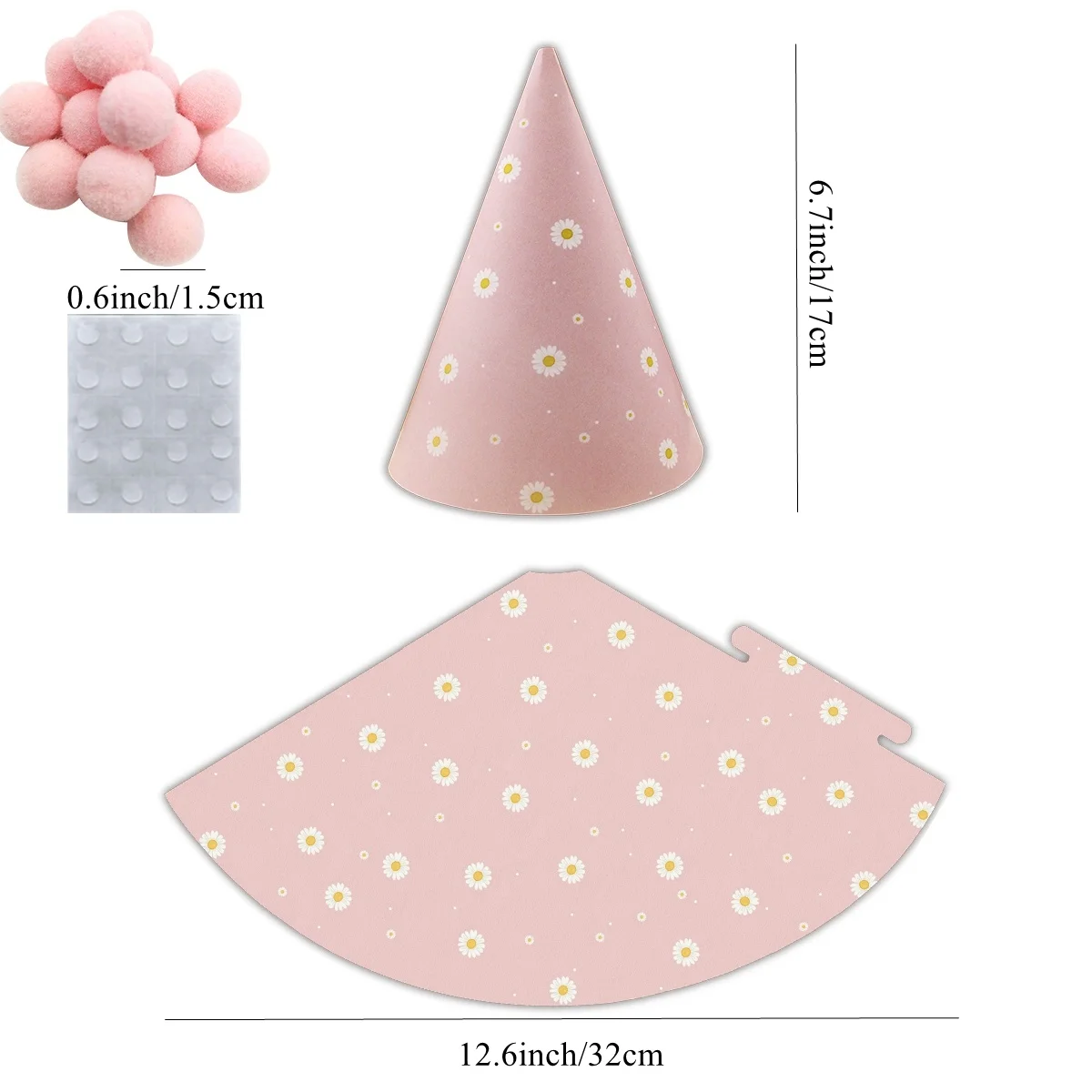 12 Cappelli A Cono Per Feste Con Pompon – Arcobaleno Pastello 19 Cm – Per Adulti E Bambini - 2