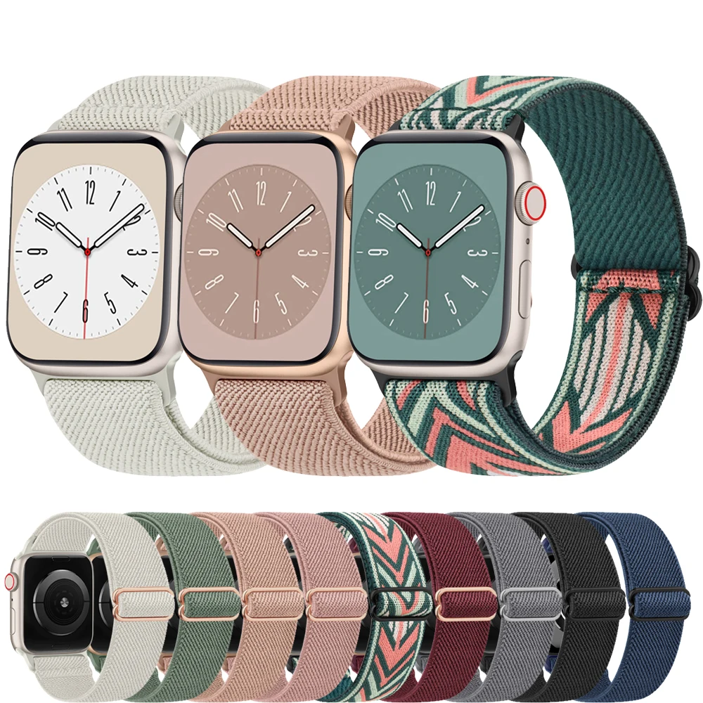

Ремешок нейлоновый эластичный для Apple Watch Ultra 8 7 6 5 4 3 2 1 SE, браслет для iWatch 49 мм 45 мм 41 мм 38 мм 42 мм 40 мм 44 мм