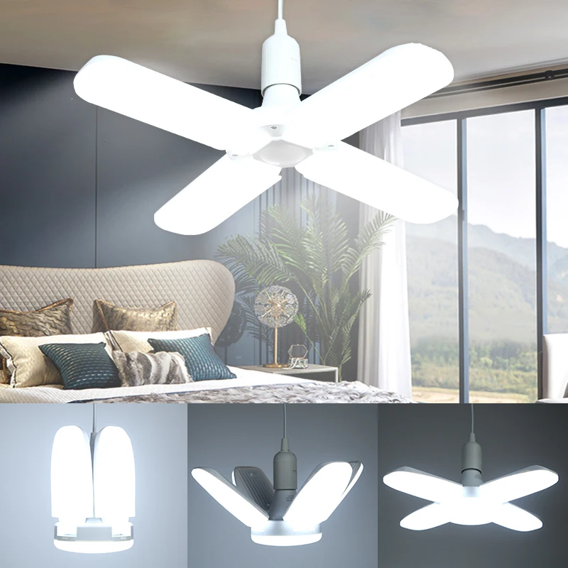 Led Ceiling Fan Lamp 30W 45W 60W Household Ceiling Lamp Indoor Kitchen Decoration Fan Leaf Globe