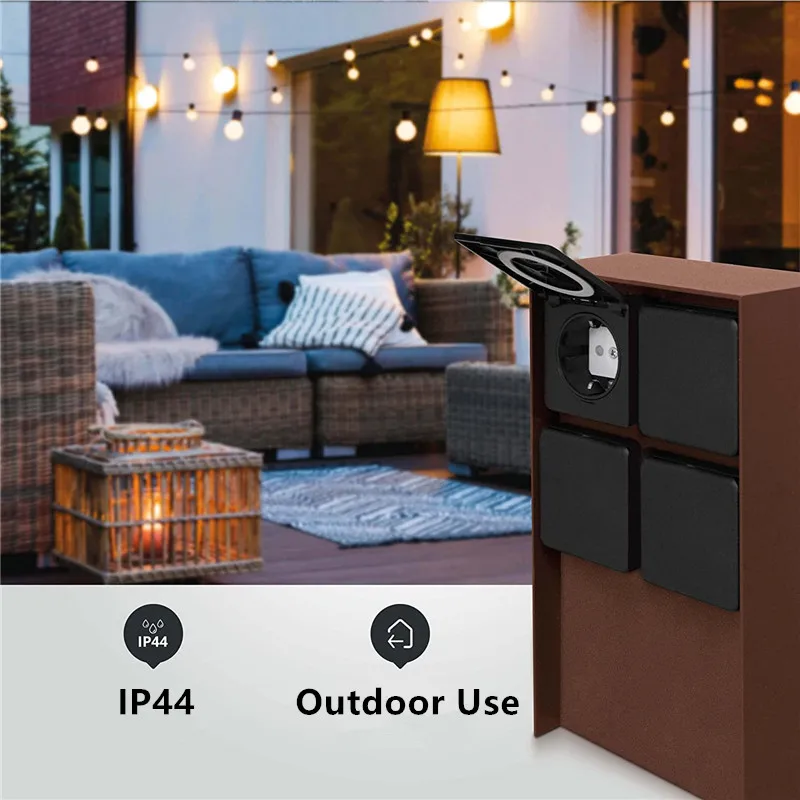 4-Way Outdoor Sockets Waterproof 3680W 16A EU Plug Energy Column Multi-socket Garden Socket For Lawn Mower BBQ Garden lighting