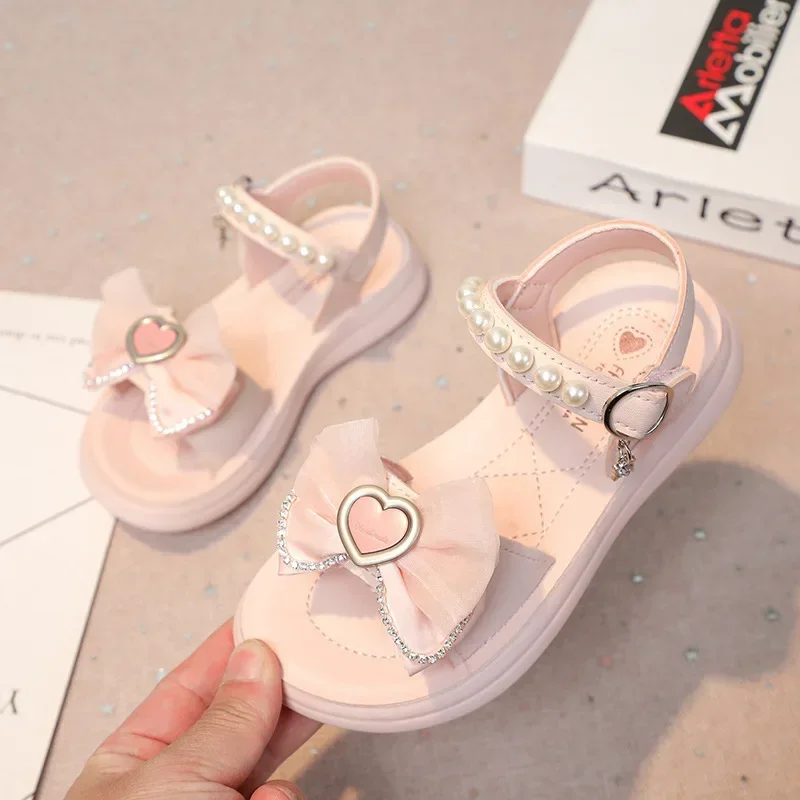 Girls Soft Sole Beach Sandals with Bows for Summer