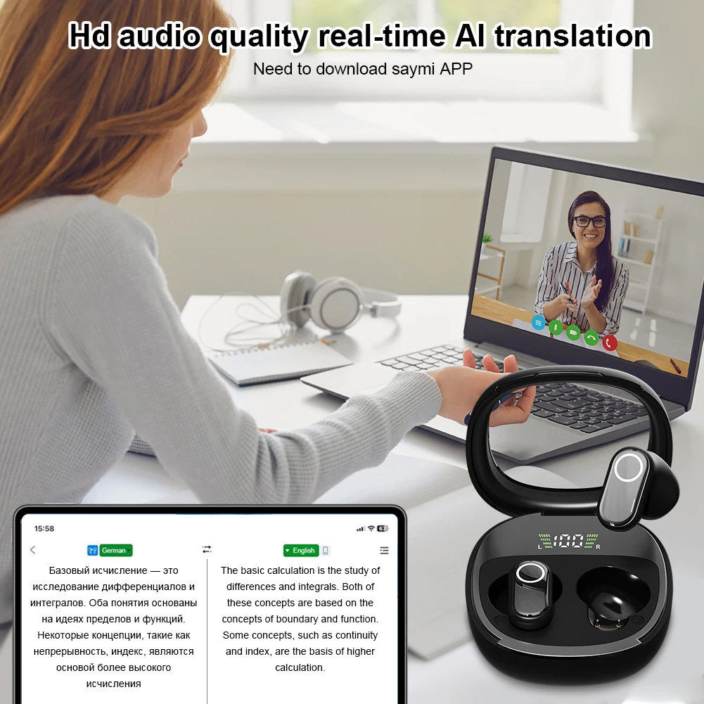 3-in-1 AI Translator Earbuds 144 Languages Noise Cancelling