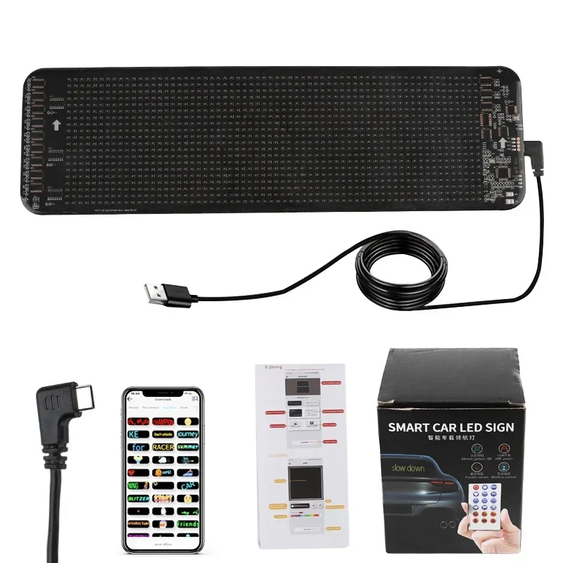 LED 매트릭스 픽셀 패널, USB 5V, 유연한 주소 지정 가능 RGB 패턴, 그래피티 스크롤 텍스트 애니메이션 디스플레이, 자동차 상점, 블루투스 앱