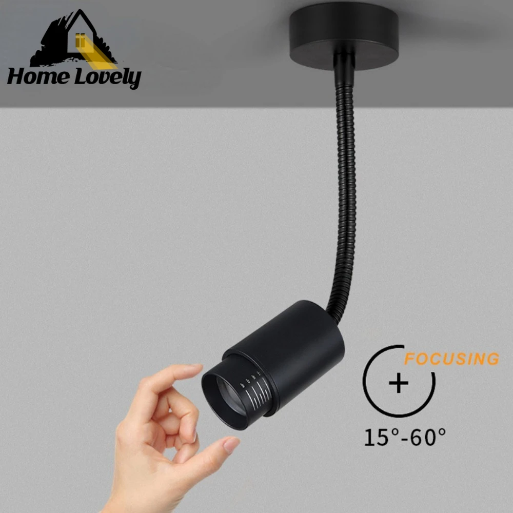 

Spotlight 5W Surface Mounted Hose Wall Light Counter Bar Lamp Adjustable Lighting Angle for Exhibition Background Showroom