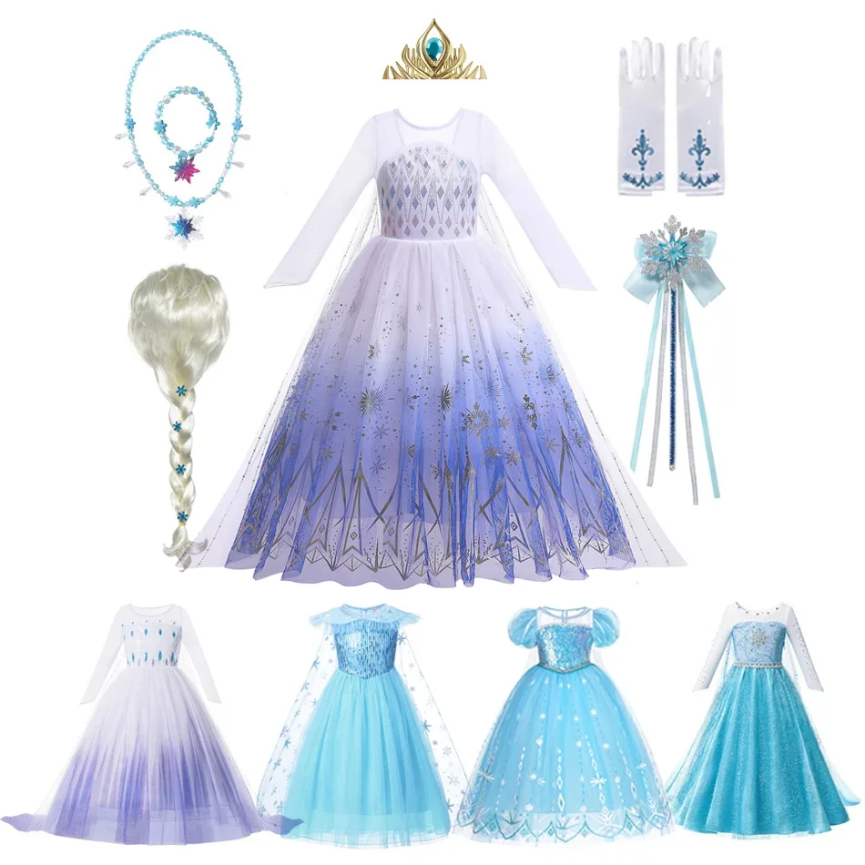 thumbnail image 2 of Vestido de princesa Elsa para niñas, traje de baile de malla con lentejuelas blancas, ropa de carnaval, Cosplay para niños, disfraz de reina de la nieve, 2 of 5
