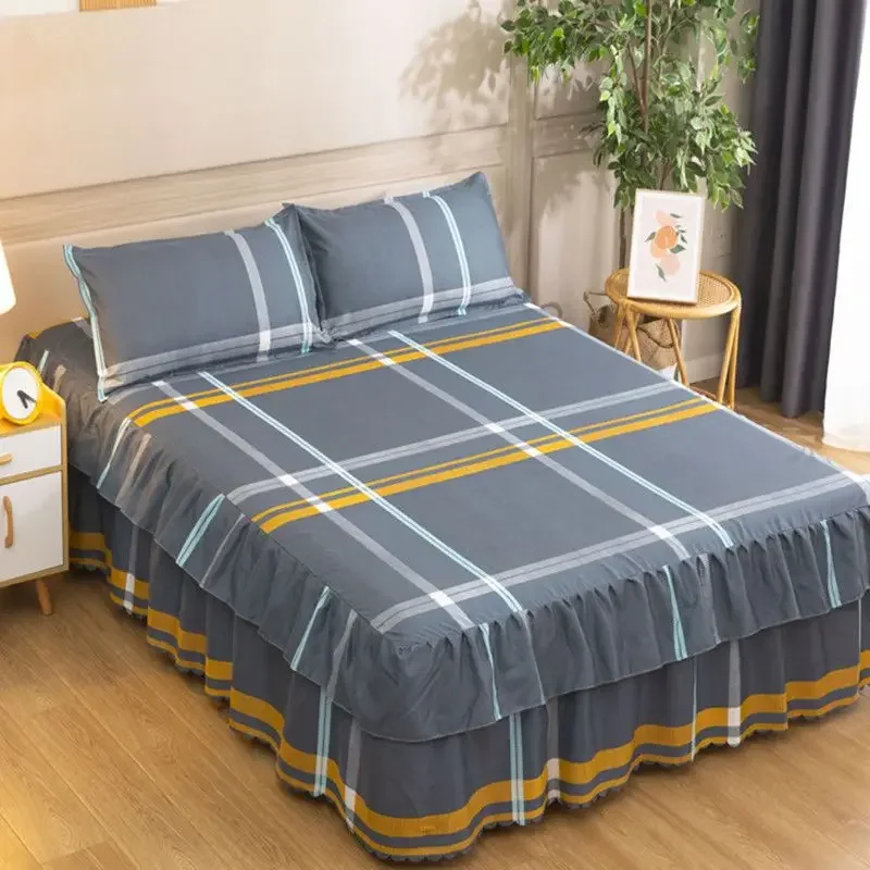 Bedroom Flat Sheets Bed Printed Fashion Modern Queen King Size Washed Cotton Comfortable Bedding Mattress Cover Bedspread New 6